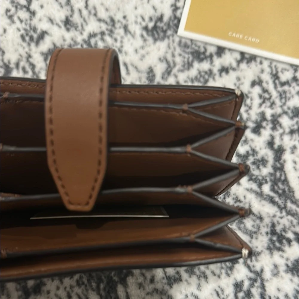 Michael Kors Cream and Brown Logo Card Case Wallet